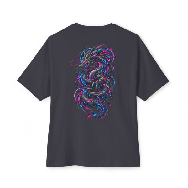 10036970224356650977_2048.jpeg Neon Wyrm — Oversized Black Cyber Dragon Graphic Tee by VX MERCH