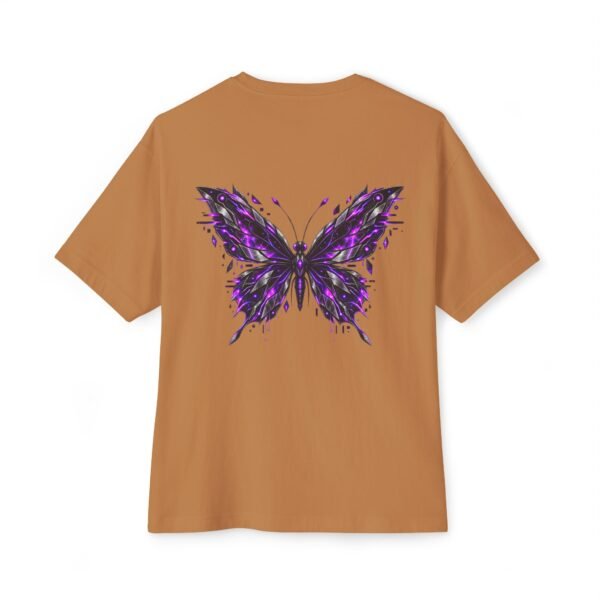 Violet Metamorphosis — Oversized Black Crystal Butterfly Graphic Tee by VX MERCH