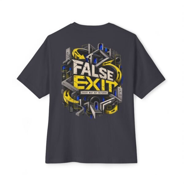 False Exit — Oversized Black Futuristic Graphic Tee by VX MERCH