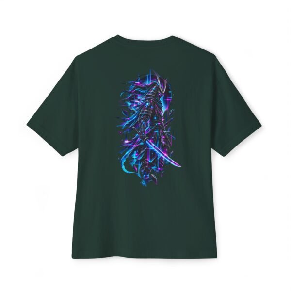 Neon Bladeborn — Oversized Black Cyber Warrior Graphic Tee by VX MERCH