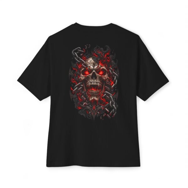 12120492063007938789_2048.jpeg Hellbound Chains — Oversized Black Demon Skull Graphic Tee by VX MERCH