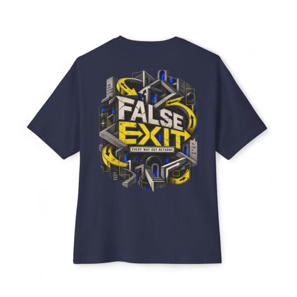 False Exit — Oversized Black Futuristic Graphic Tee by VX MERCH