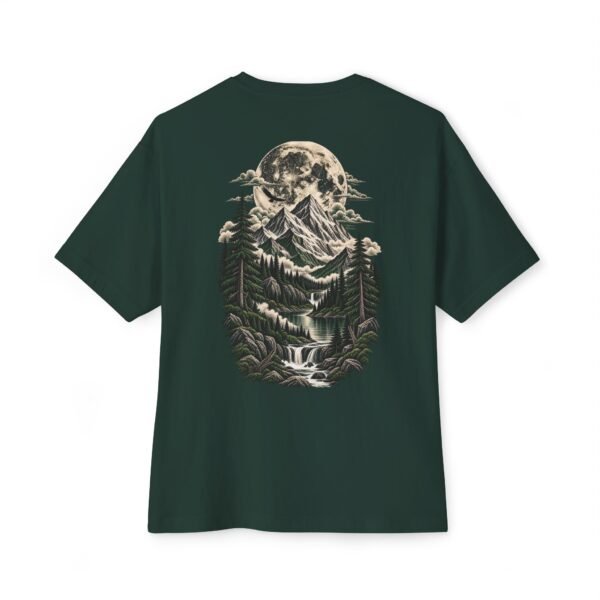 Moonlit Wilderness Boxy Tee – Oversized Mountain Forest Nature Graphic T-Shirt  Description by VX MERCH