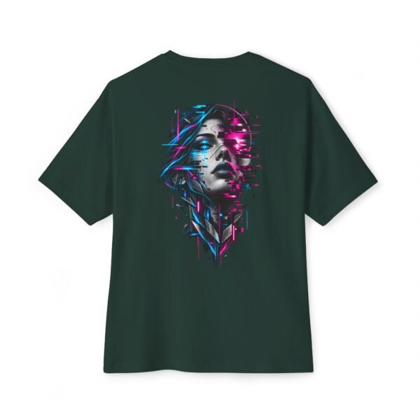 Digital Mirage — Oversized Black Glitch Portrait Graphic Tee by VX MERCH