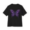 Violet Metamorphosis — Oversized Black Crystal Butterfly Graphic Tee by VX MERCH