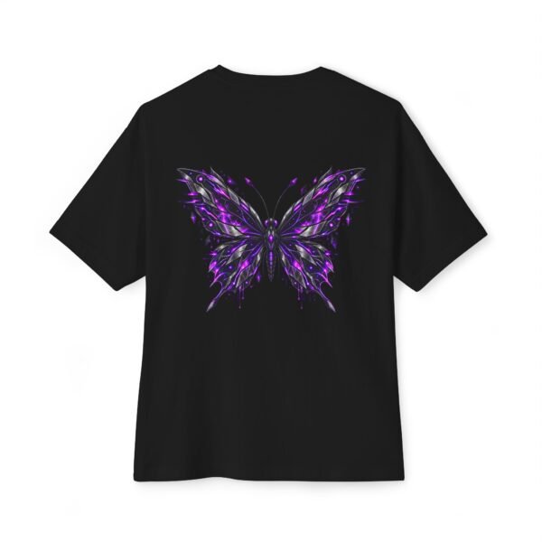 Violet Metamorphosis — Oversized Black Crystal Butterfly Graphic Tee by VX MERCH