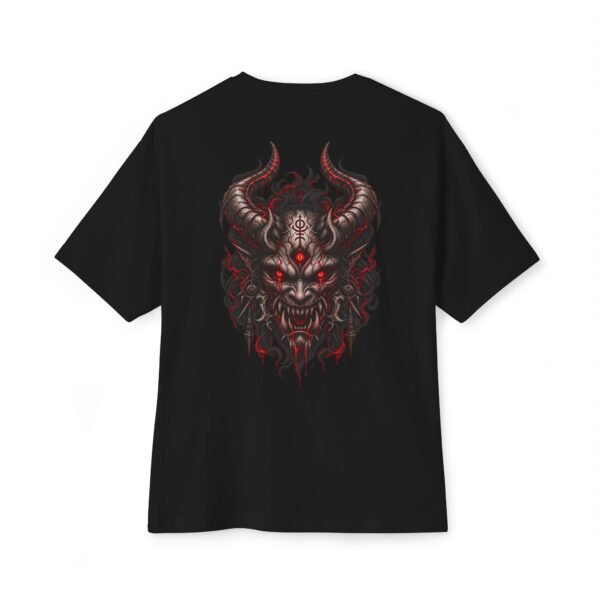 Crimson Oni Boxy Tee — Oversized Black Japanese Demon Graphic T-Shirt by VX MERCH