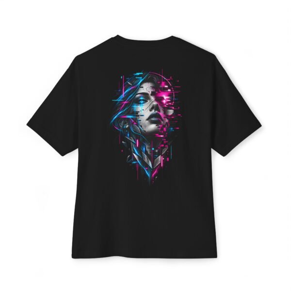 Digital Mirage — Oversized Black Glitch Portrait Graphic Tee by VX MERCH