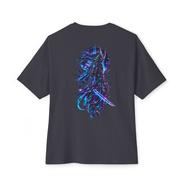 Neon Bladeborn — Oversized Black Cyber Warrior Graphic Tee by VX MERCH