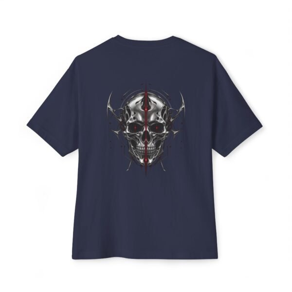 Iron Revenant — Oversized Black Metallic Skull Graphic Tee by VX MERCH