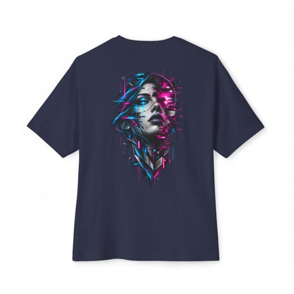 Digital Mirage — Oversized Black Glitch Portrait Graphic Tee by VX MERCH