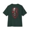 16639036685950591593_2048.jpeg Red Circuit — Oversized Black Cyber Skull Graphic Tee by VX MERCH