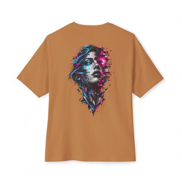 Digital Mirage — Oversized Black Glitch Portrait Graphic Tee by VX MERCH