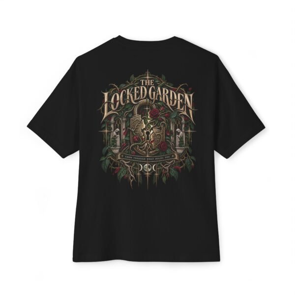 The Locked Garden — Oversized Black Botanical Graphic Tee by VX MERCH