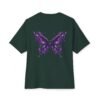 Violet Metamorphosis — Oversized Black Crystal Butterfly Graphic Tee by VX MERCH