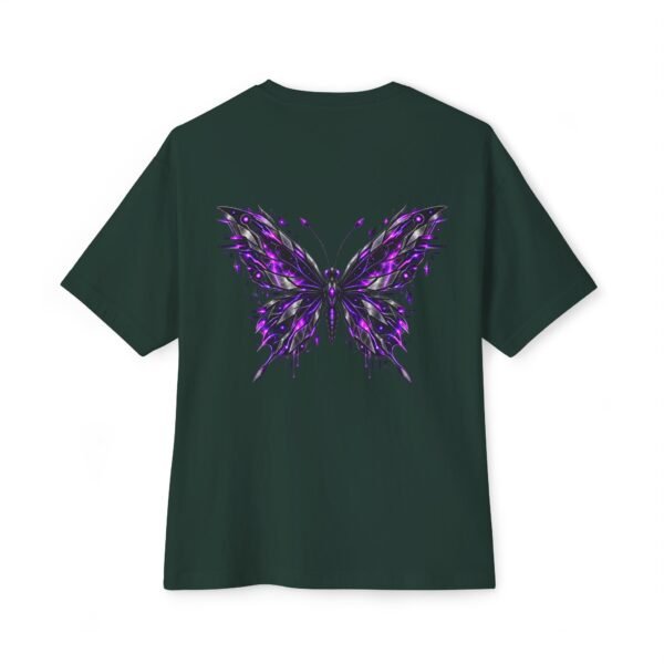 Violet Metamorphosis — Oversized Black Crystal Butterfly Graphic Tee by VX MERCH