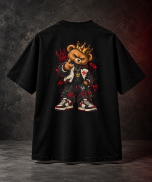 20260918110902-1f1b3515-af8d-639a-a56d-726c151e9fdb.png Crowned Rebel Boxy Tee – Oversized Teddy Bear Streetwear Graphic T-Shirt