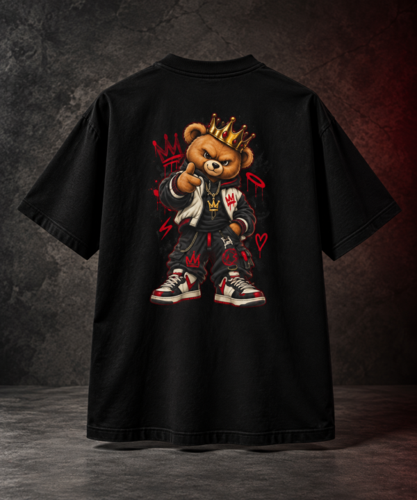 20260918110902-1f1b3515-af8d-639a-a56d-726c151e9fdb.png Crowned Rebel Boxy Tee – Oversized Teddy Bear Streetwear Graphic T-Shirt