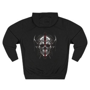 Crimson Trinity Skull Gothic Graphic Fleece Hoodie by VX MERCH