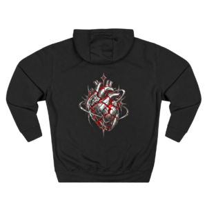 Crimson Pulse Anatomical Heart Gothic Graphic Fleece Hoodie by VX MERCH