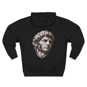 Crimson Renaissance Cyborg Statue Graphic Fleece Hoodie by VX MERCH