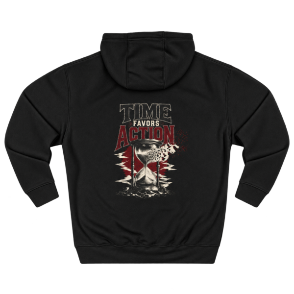 20260922100909-1f1b66da-710a-60a4-9329-86ac634a7b86.png Time Favors Action Motivational Hourglass Graphic Fleece Hoodie by VX MERCH