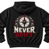 Never Drift Compass Graphic Fleece Hoodie by VX MERCH