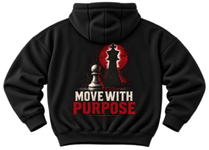 Move With Purpose Chess Graphic Fleece Hoodie by VX MERCH