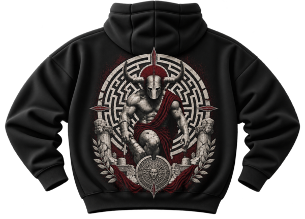 Labyrinth Guardian Mythology Graphic Fleece Hoodie by VX MERCH