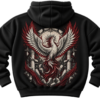 Crimson Phoenix Mythology Graphic Fleece Hoodie by VX MERCH