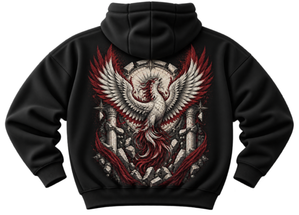 Crimson Phoenix Mythology Graphic Fleece Hoodie by VX MERCH