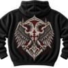 20260923074439-1f1b722a-1bef-6398-a01a-3eb7d5bd5255.png Crimson Griffin Crest Mythology Graphic Fleece Hoodie by VX MERCH