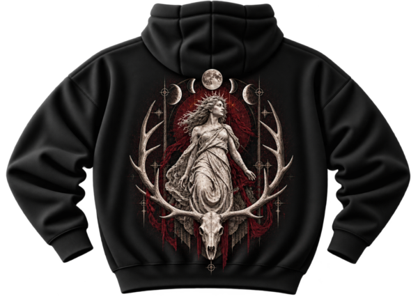 Moonbound Huntress Hoodie — Dark Mythology Streetwear by VX MERCH