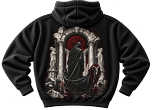 Crimson Gatekeeper Hoodie — Dark Mythology Streetwear by VX MERCH