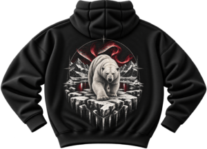 Crimson Arctic Bear Hoodie — Nature Streetwear by VX MERCH