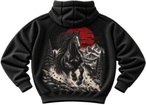 Crimson Mountain Horse Hoodie — Nature Streetwear by VX MERCH