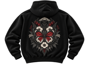Crimson Wings Butterfly Hoodie — Nature Streetwear by VX MERCH