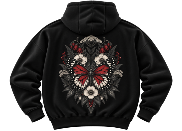 Crimson Wings Butterfly Hoodie — Nature Streetwear by VX MERCH