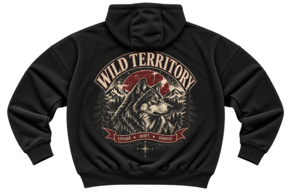 Wild Territory Hoodie — Vintage Mountain Wolf Graphic by VX MERCH