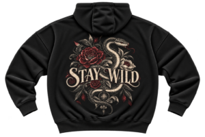 Stay Wild Serpent Hoodie — Vintage Snake & Rose Graphic by VX MERCH