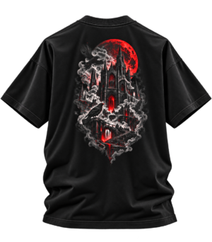 Eclipse Citadel — Oversized Black Gothic Graphic Tee by VX MERCH