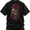 Dead Roses — Oversized Black Skull & Rose Graphic Tee by VX MERCH