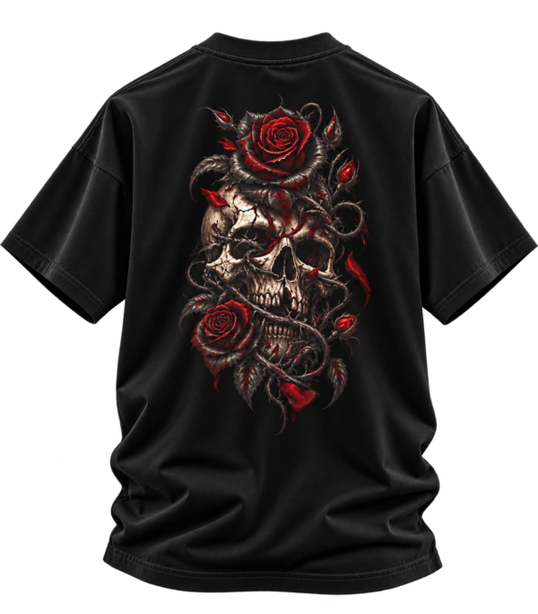 Dead Roses — Oversized Black Skull & Rose Graphic Tee by VX MERCH