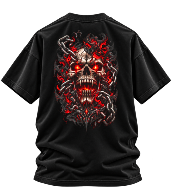 20260924105520-1f1b8066-f94c-6476-ba52-daceb49348f7.png Hellbound Chains — Oversized Black Demon Skull Graphic Tee by VX MERCH