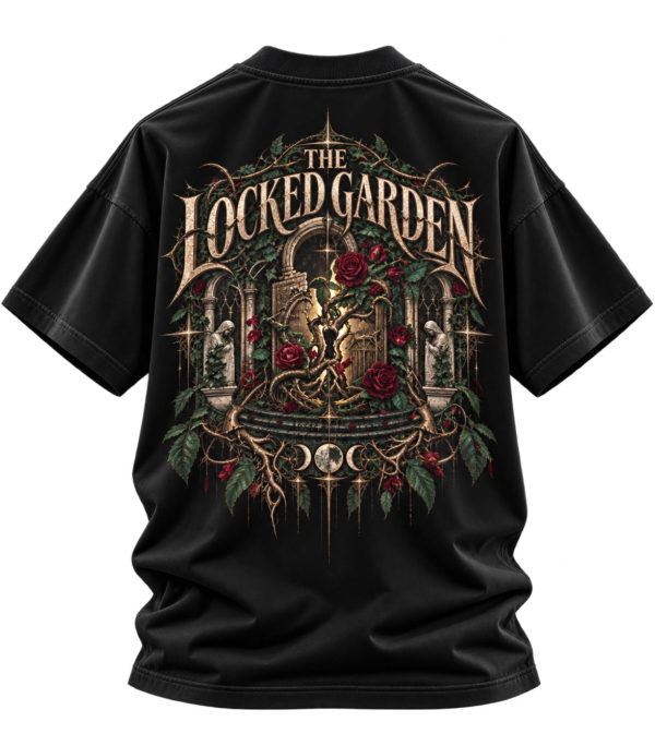 The Locked Garden — Oversized Black Botanical Graphic Tee by VX MERCH