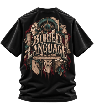 20260924112941-1f1b80b3-c09b-6436-b43e-b6bbed2ca1d6.png Buried Language — Oversized Black Symbolic Graphic Tee by VX MERCH