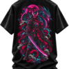 Neon Ronin — Oversized Black Cyber Samurai Graphic Tee by VX MERCH