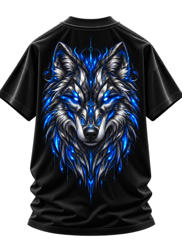 20260924144717-1f1b826d-6f00-661a-a077-b26c44833733.png Lunar Wolf — Oversized Black Electric Blue Wolf Graphic Tee by VX MERCH