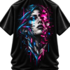 Digital Mirage — Oversized Black Glitch Portrait Graphic Tee by VX MERCH