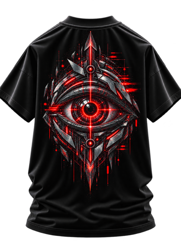 20260924151120-1f1b82a3-2d8b-6df2-9849-7650ad330e20.png Sentinel Eye — Oversized Black Red Cyber Graphic Tee by VX MERCH